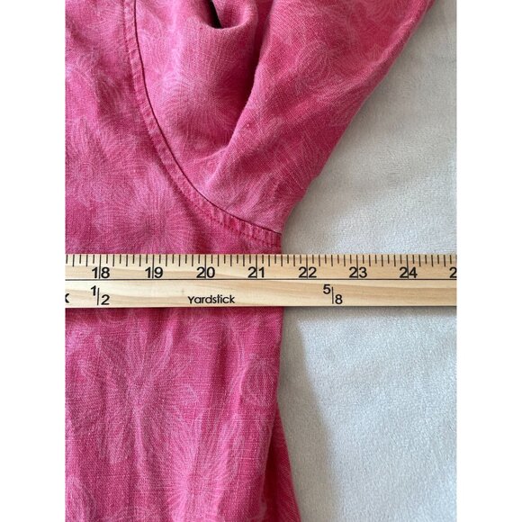 L.L. Bean Womens 100% Linen Shirt Sz 2X  Vintage Grandmacore Cottagecore Pink - Picture 3 of 9